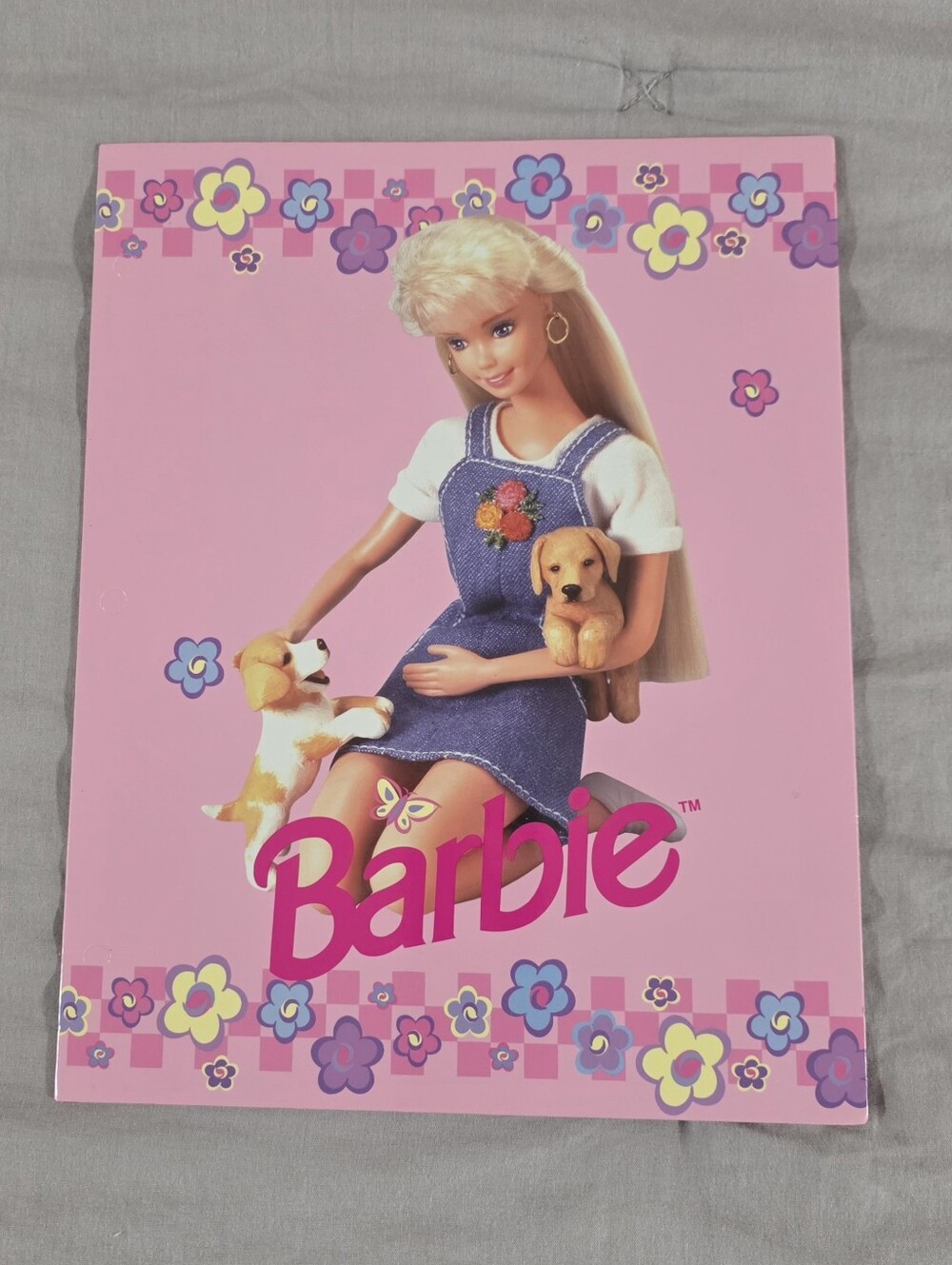 NEW Vintage 1990’s Barbie Folder Puppies and Flowers